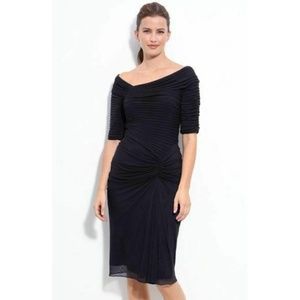 Tadashi Shoji Black Asymmetrical Mesh Dress